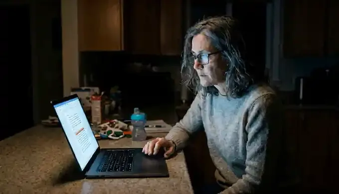 Dana researching at 1 a.m.